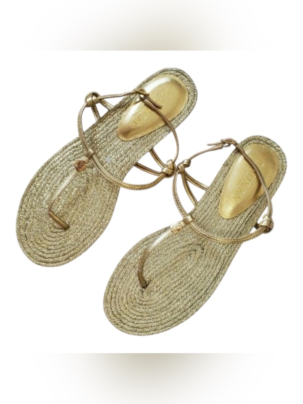 RALPH LAUREN Gold Thong Sandals Makayla size 7